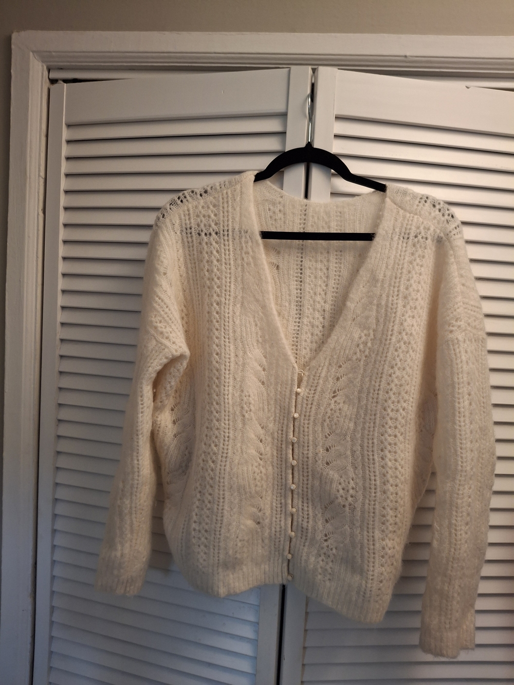 Sézane Marie Cream Cable-Knit Button Cardigan Sz M
